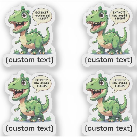 Grappige Slaperige Dinosaurus Custom-Cut Vinyl Sti Sticker (Voorkant)