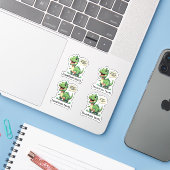Grappige Slaperige Dinosaurus Custom-Cut Vinyl Sti Sticker (Laptop met iPhone)