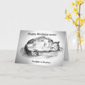 Grappige slaperige kat aanpasbare voorkant binnen kaart (Gele Bloem)