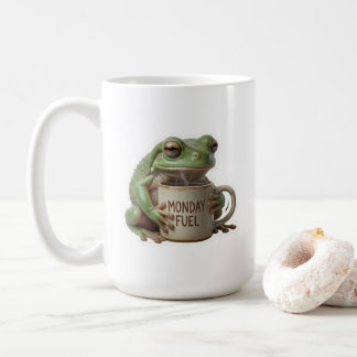 Grappige Slaperige Kikker Die Maandag Koffie Drink Koffiemok