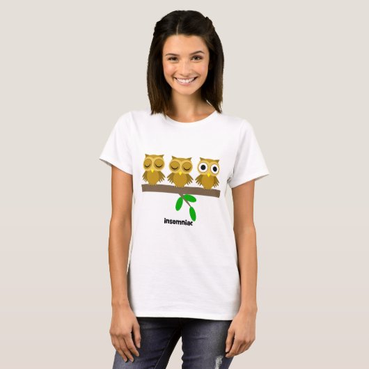 grappige slaperige uil t-shirt (Voorkant volledig)
