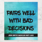 Grappige slechte beslissingen wijn etiket (Enkel label)