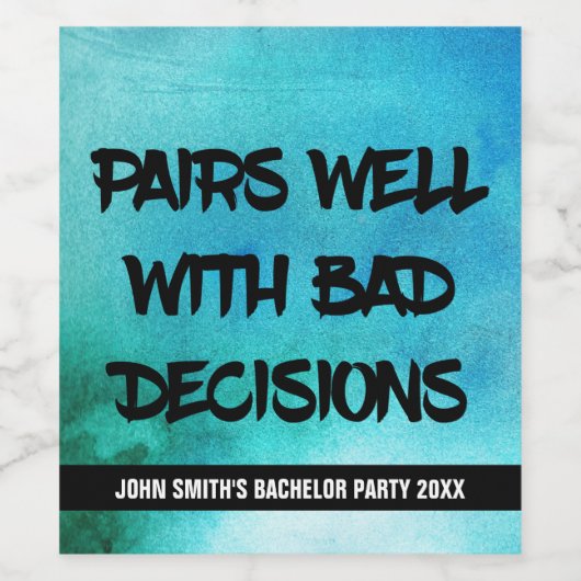 Grappige slechte beslissingen wijn etiket (Enkel label)