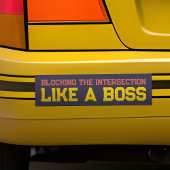 Grappige slechte chauffeur blokkeert kruispunt als bumpersticker