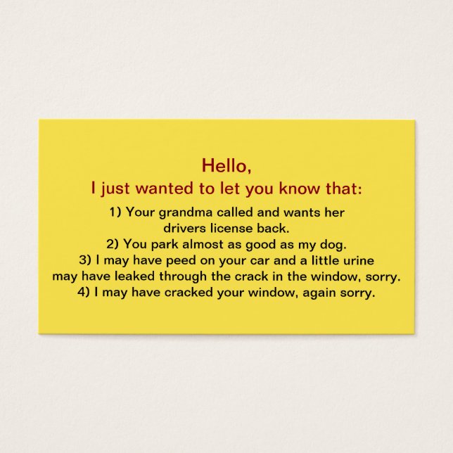 Grappige slechte chauffeur parkeren #3 visitekaartjes (Voorkant)