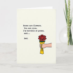 Grappige slechte gedicht rozen liefde kaart