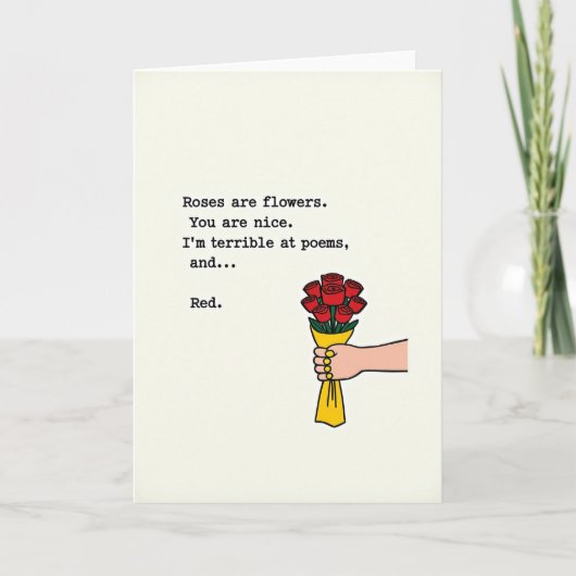 Grappige slechte gedicht rozen liefde kaart (Voorkant)