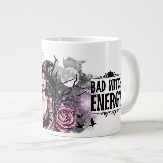 Grappige slechte heks energie grote koffiekop (Voorkant rechts)
