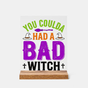 Grappige Slechte Heks Halloween Citaat Vector Desi Acryl Bord