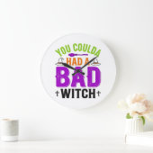 Grappige Slechte Heks Halloween Citaat Vector Desi Grote Klok (Huis)