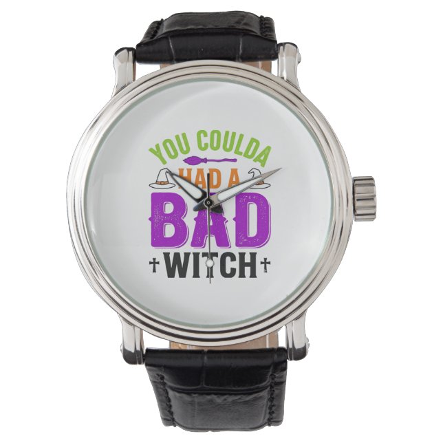 Grappige Slechte Heks Halloween Citaat Vector Desi Horloge (Voorkant)