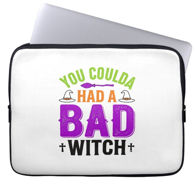 Grappige Slechte Heks Halloween Citaat Vector Desi Laptop Sleeve (Voorkant)