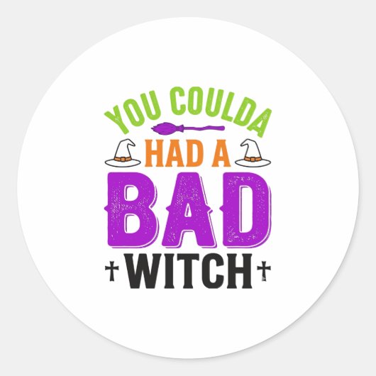 Grappige Slechte Heks Halloween Citaat Vector Desi Ronde Sticker (Voorkant)