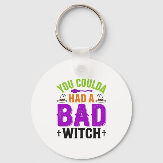 Grappige Slechte Heks Halloween Citaat Vector Desi Sleutelhanger (Voorkant)