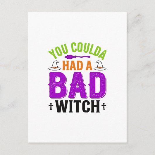 Grappige Slechte Heks Halloween Citaat Vector Ontw Briefkaart (Voorkant)
