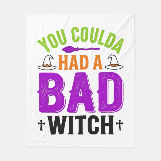 Grappige Slechte Heks Halloween Citaat Vector Ontw Fleece Deken (Voorkant)
