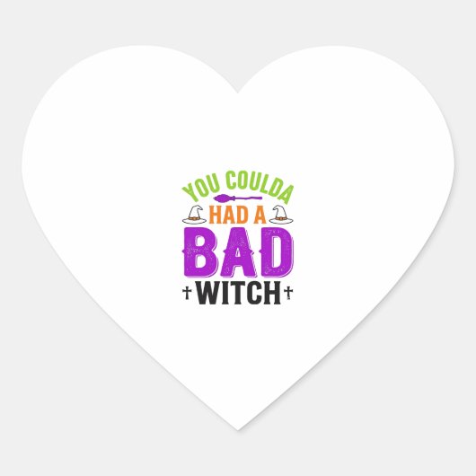 Grappige Slechte Heks Halloween Citaat Vector Ontw Hart Sticker (Voorkant)