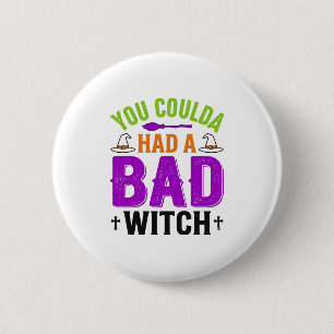 Grappige Slechte Heks Halloween Citaat Vector Ontw Ronde Button 5,7 Cm