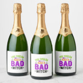 Grappige Slechte Heks Halloween Citaat Vector Ontw Sparkling Wijnetiket (Flessen)