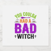 Grappige Slechte Heks Halloween Citaat Vector Ontw Sparkling Wijnetiket (Enkel label)
