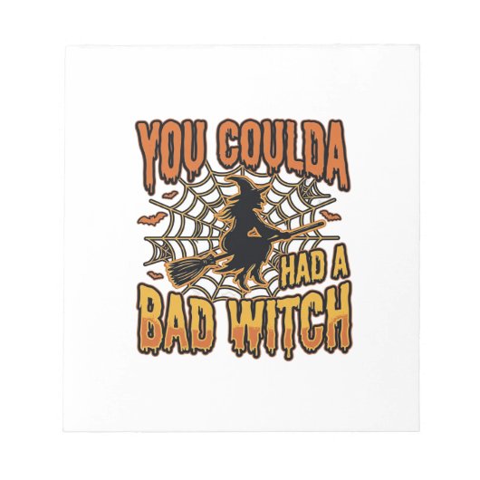Grappige Slechte Heks Halloween Vintage Gravure On Notitieblok (Voorkant)
