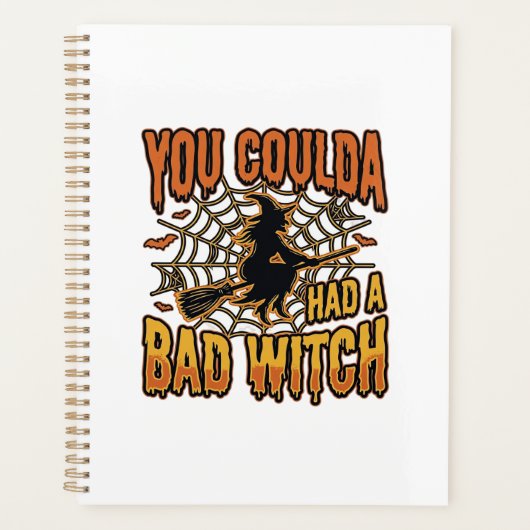 Grappige Slechte Heks Halloween Vintage Gravure On Planner (Voorkant)