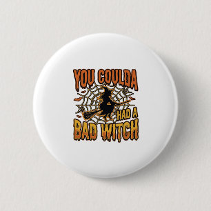 Grappige Slechte Heks Halloween Vintage Gravure On Ronde Button 5,7 Cm