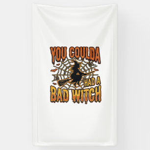 Grappige Slechte Heks Halloween Vintage Gravure On Spandoek