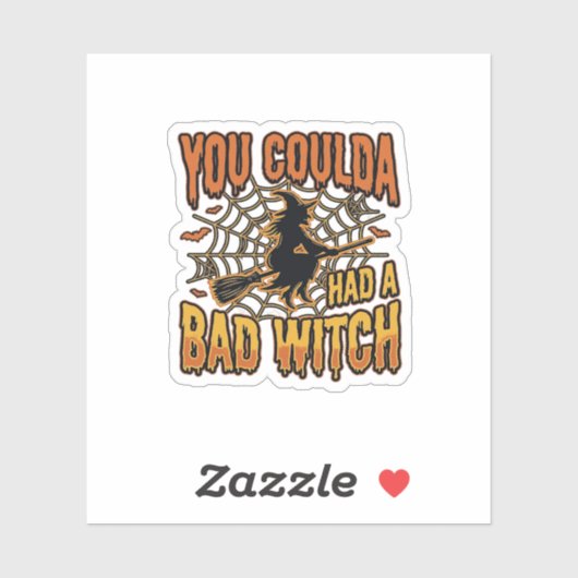 Grappige Slechte Heks Halloween Vintage Gravure On Sticker (Vel)