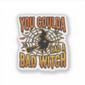 Grappige Slechte Heks Halloween Vintage Gravure On Sticker (Voorkant)