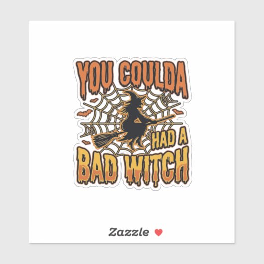 Grappige Slechte Heks Halloween Vintage Gravure On Sticker (Vel)
