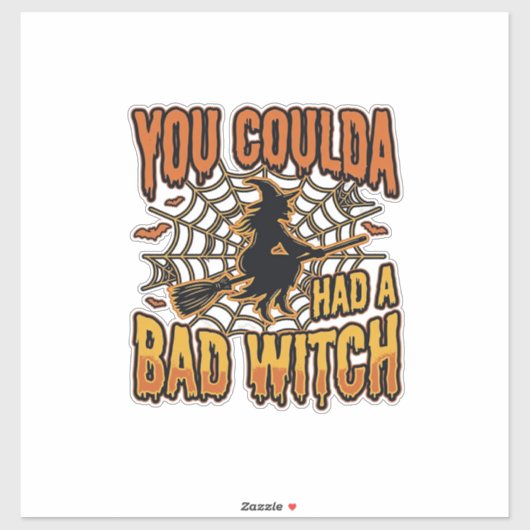 Grappige Slechte Heks Halloween Vintage Gravure On Sticker (Vel)