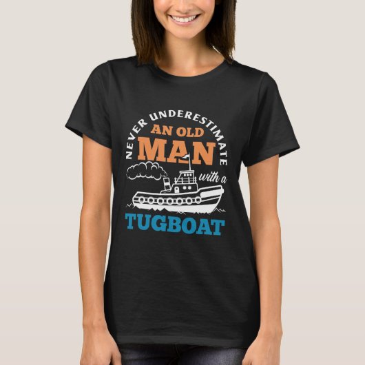 Grappige sleepboot Onderschat nooit een oude man m T-shirt (Voorkant)