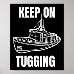 Grappige sleepbootkapitein grafisch poster