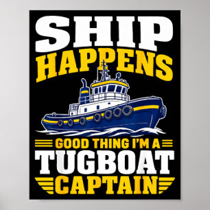 Grappige sleepbootkapitein poster