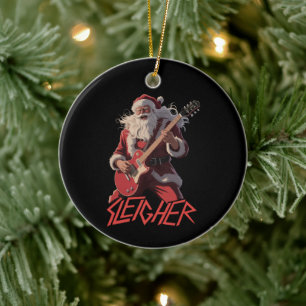 Grappige Sleigher Metal Band Rock Sint Kerstmis Keramisch Ornament