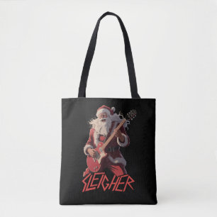 Grappige Sleigher Metal Band Rock Sint Kerstmis Tote Bag