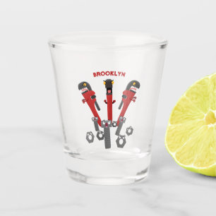 Grappige sleutel monster gereedschap humor cartoon shot glas