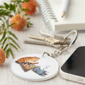 Grappige Sleutelhanger Kat en Muis Spelen Schaken (Voorkant Rechts)