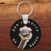Grappige Sleutelhanger met Happy Ostrich -  (Voorkant)