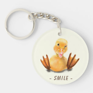 Grappige Sleutelhanger met speelse gele eend - Sml