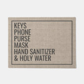 Grappige sleutels telefoon portemonnee covid 19 op deurmat (Voorkant)