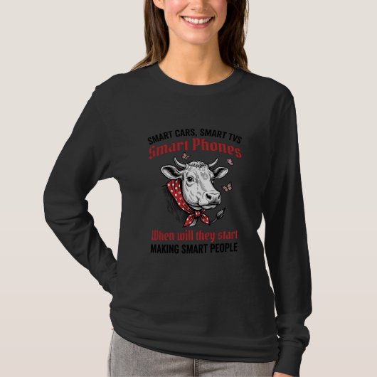 Grappige Slimme Mensen Koe Vintage Gravure T-Shirt (Voorkant)