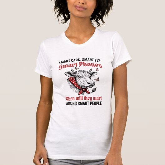 Grappige Slimme Mensen Koe Vintage Gravure T-Shirt (Voorkant)