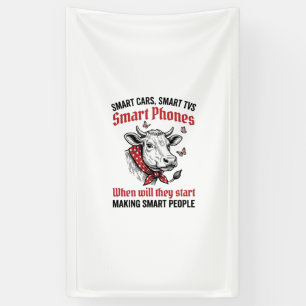Grappige Slimme Mensen Koe Vintage Gravure T-Shirt Spandoek