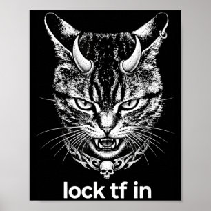 Grappige slot tf in kat grafisch motiverend retro poster