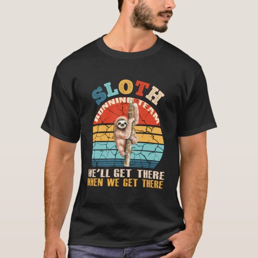 Grappige Sloth Running Team Retro T-shirt (Voorkant)