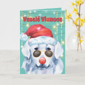 Grappige Slowaakse hond in de lichten van Veselé V Kaart (Gele Bloem)