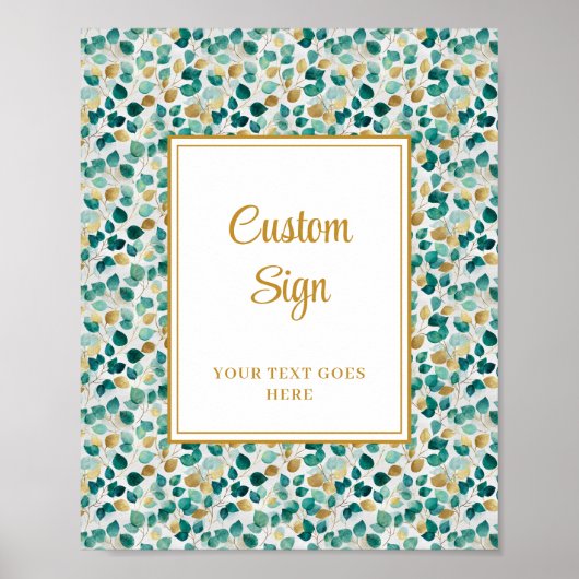Grappige smaragdgroene gouden eucalyptus bruiloft poster (Voorkant)