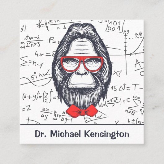 Grappige Smart Sasquatch Wiskunde vergelijkingen o Vierkante Visitekaartje (Voorkant)